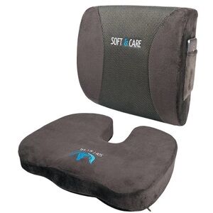 SOFTaCARE Seat Cushion Coccyx Orthopedic Memory Foam and Lumbar Pillow, Set of 2